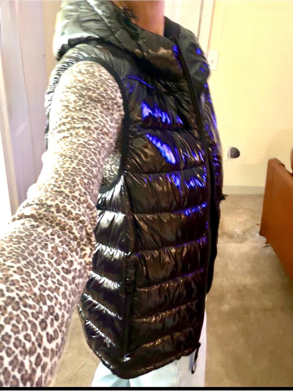 Calvin Klein Black Shiny Quilted Vest NWT - Picture 4 of 6